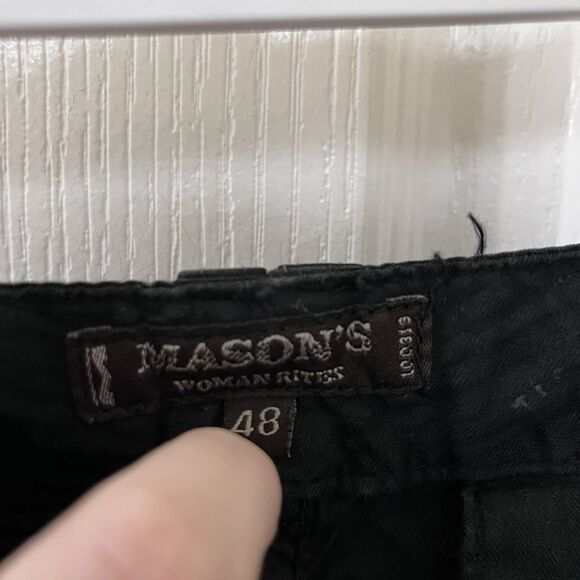 MASON’S Woman Rites Black Cropped Cargo Pants Italy Cotton Woman's Size 48 US 12 - Picture 11 of 16